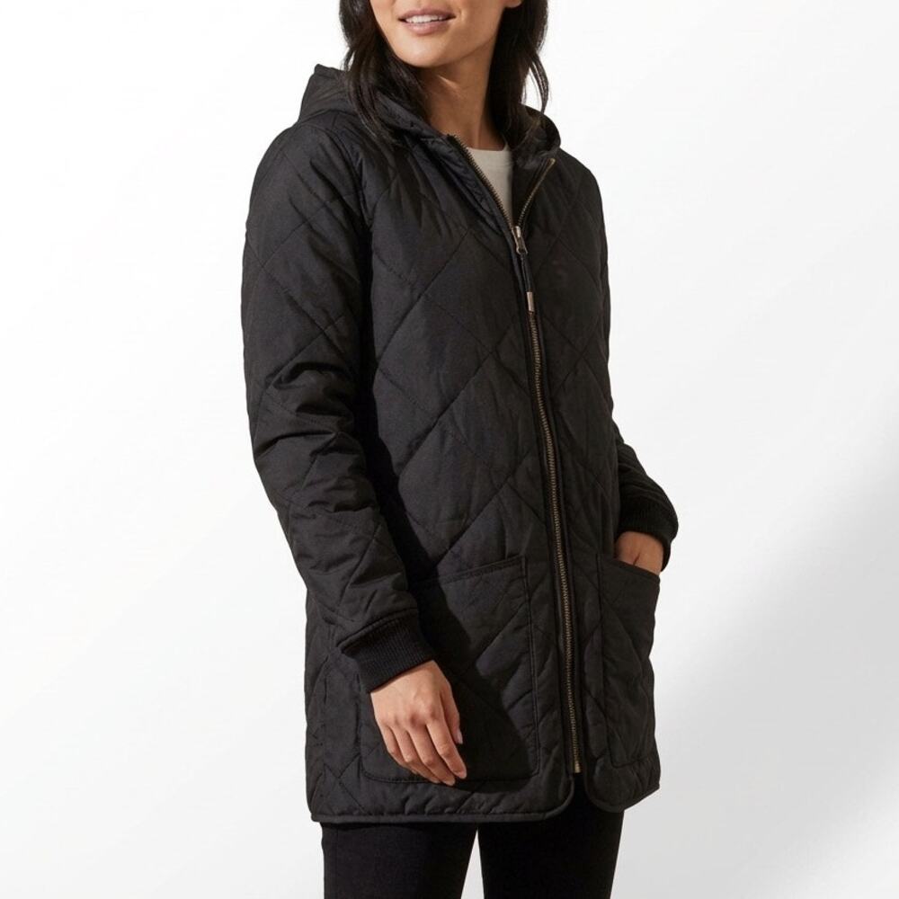 Duluth Golden Harvest Quilted Hooded Coat XS Black Warm Winter Jacket